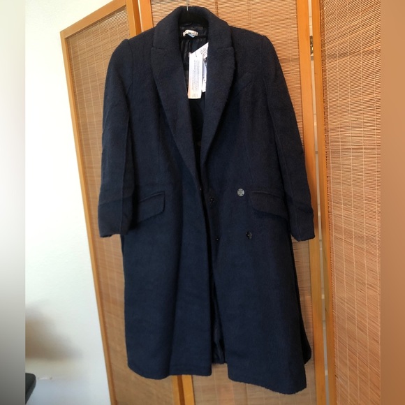 Topshop Manhattan Coat - Tailored, Belted, Double Breasted in Navy 2P - Picture 5 of 16